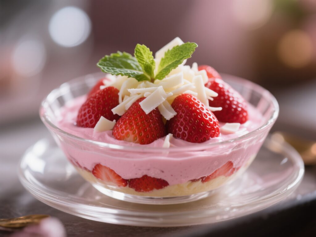 Receita Sobremesa Gelada de Morango