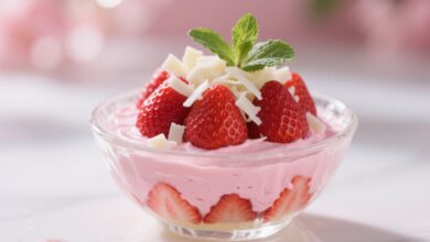 Receita Sobremesa Gelada de Morango