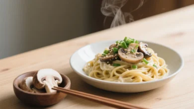 Receita de Massa Cremosa de “Umami” e Cogumelos