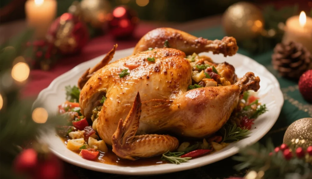 Receita de frango recheado natalino suculento,