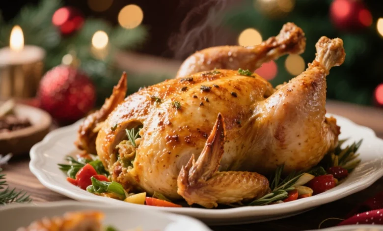 Receita de frango recheado natalino suculento,